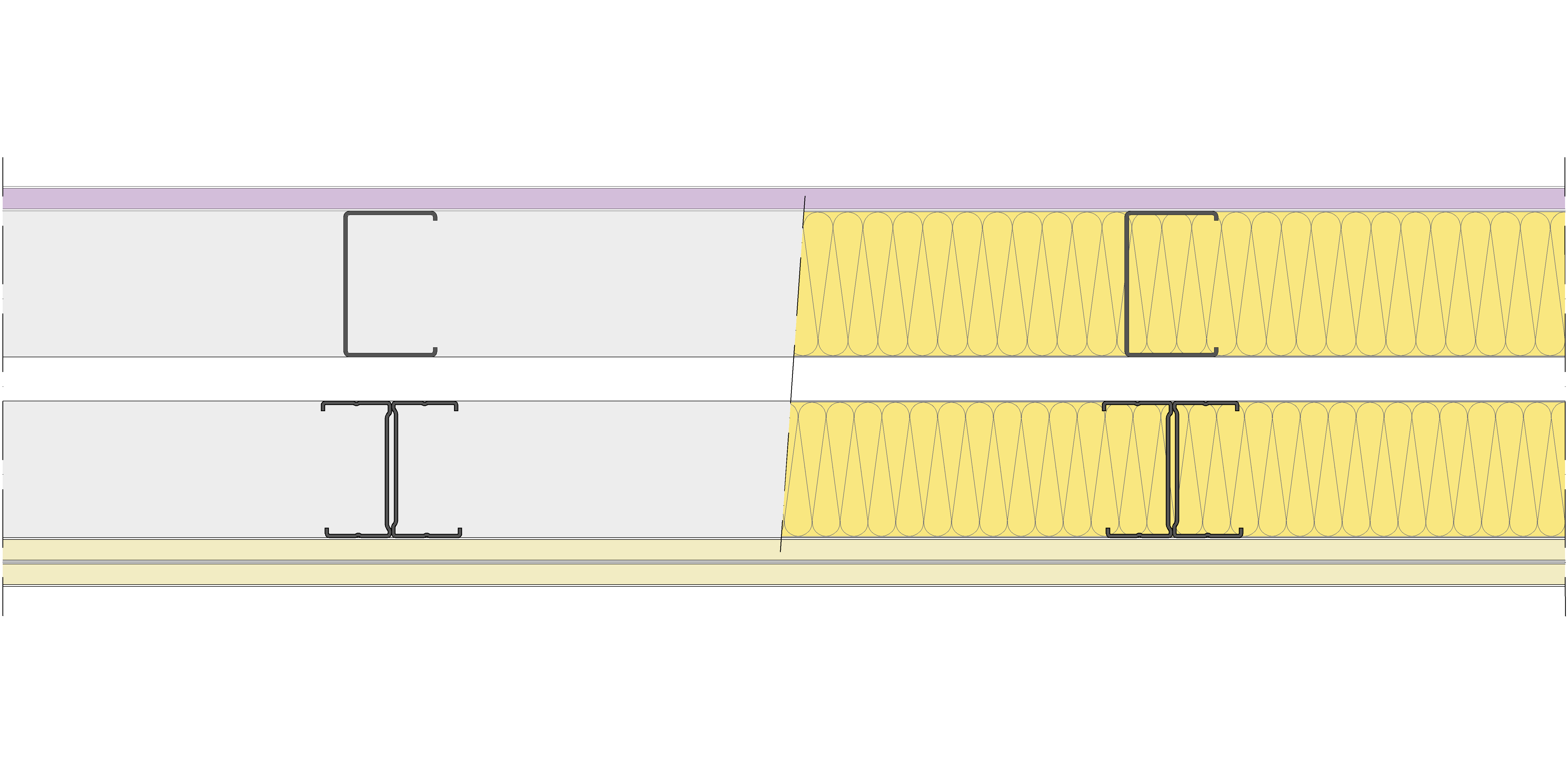 Fachada Ligera Pladur® EXO 182,5 (75-48-1 Z2/400 + e + 70-35H/400) WD + 2N 2MW