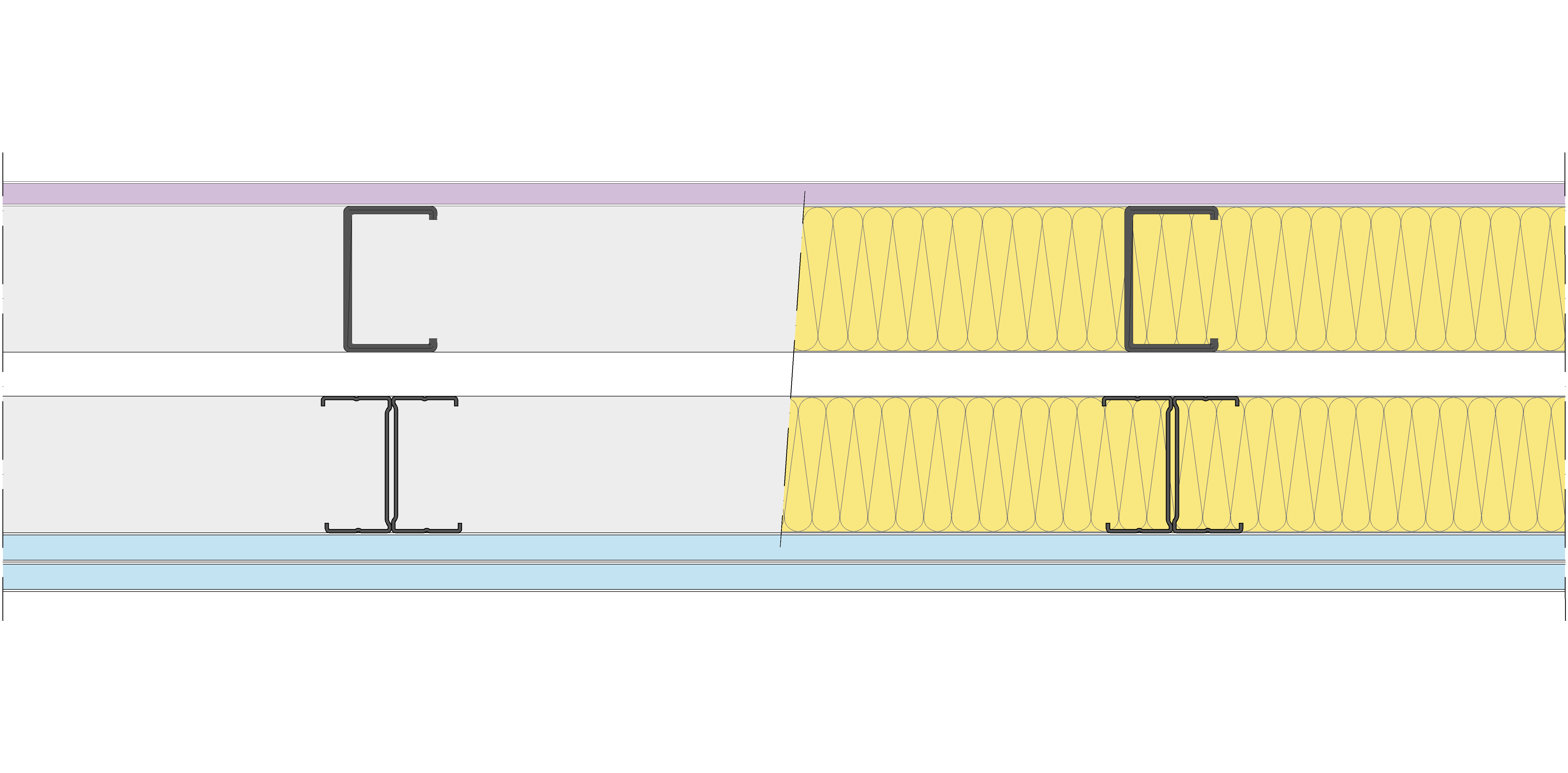 Fachada Ligera Pladur® EXO 187,5 (75-48-2 Z2/400 + e + 70-35H/400) WD + 2OMNIA 2MW