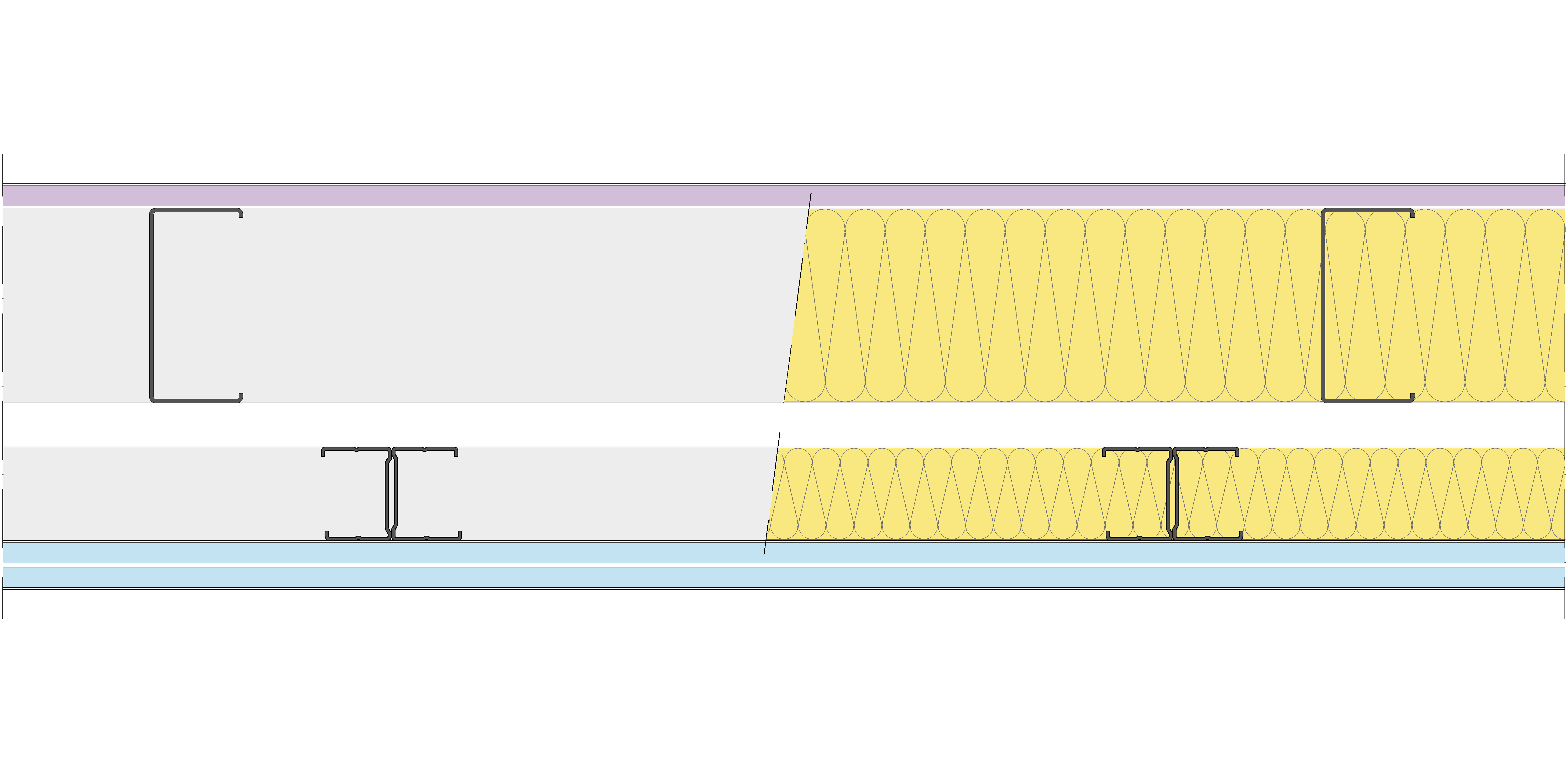 Fachada Ligera Pladur® EXO 185,5 (100-48-1 Z2/600 + e + 48-35H/400) WD + 2OMNIA 2MW