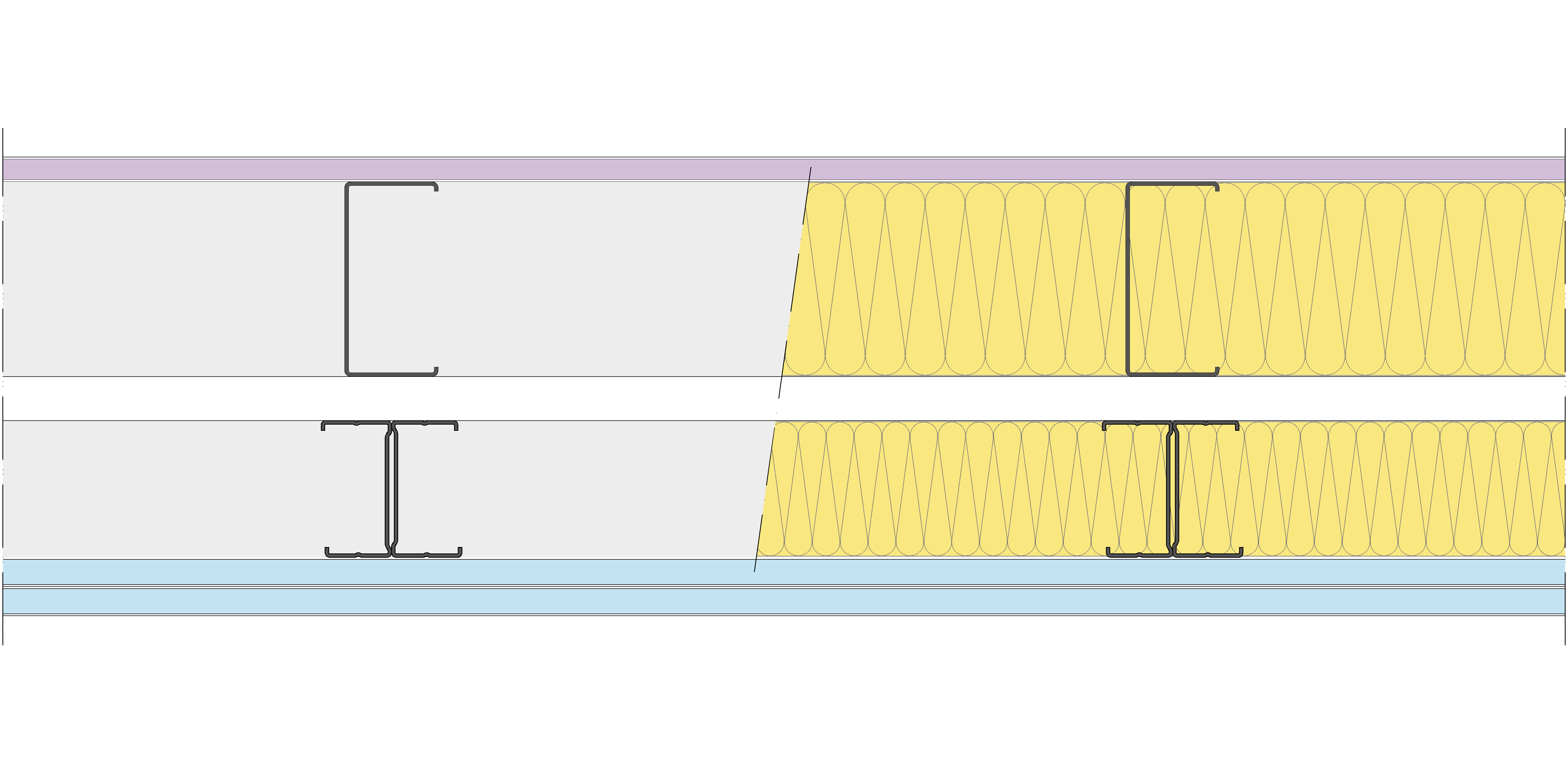 Fachada Ligera Pladur® EXO 212,5 (100-48-1 Z2/400 + e + 70-35H/400) WD + 2OMNIA 2MW