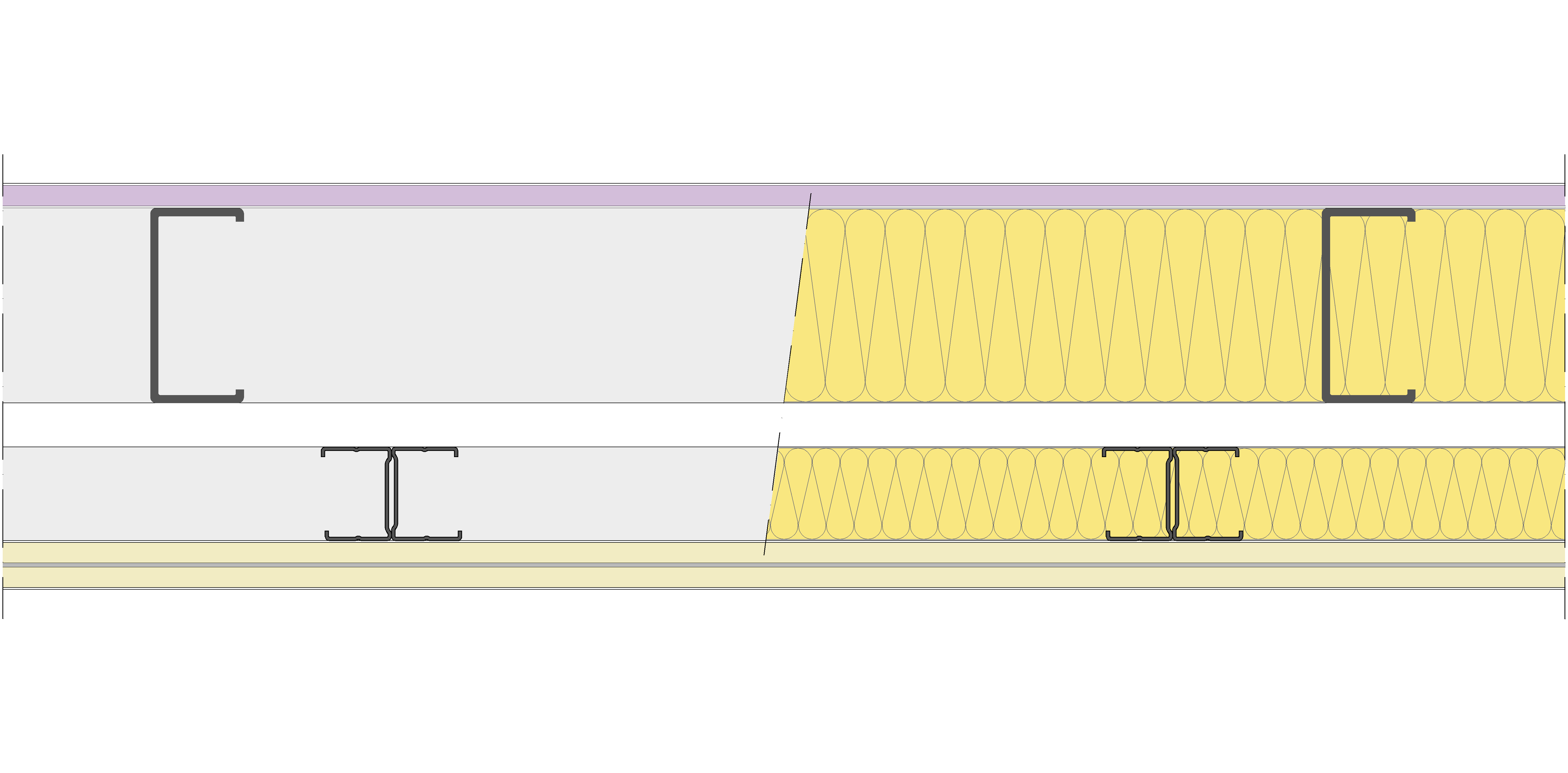 Fachada Ligera Pladur® EXO 185,5 (100-48-2 Z2/600 + e + 48-35H/400) WD + 2N 2MW