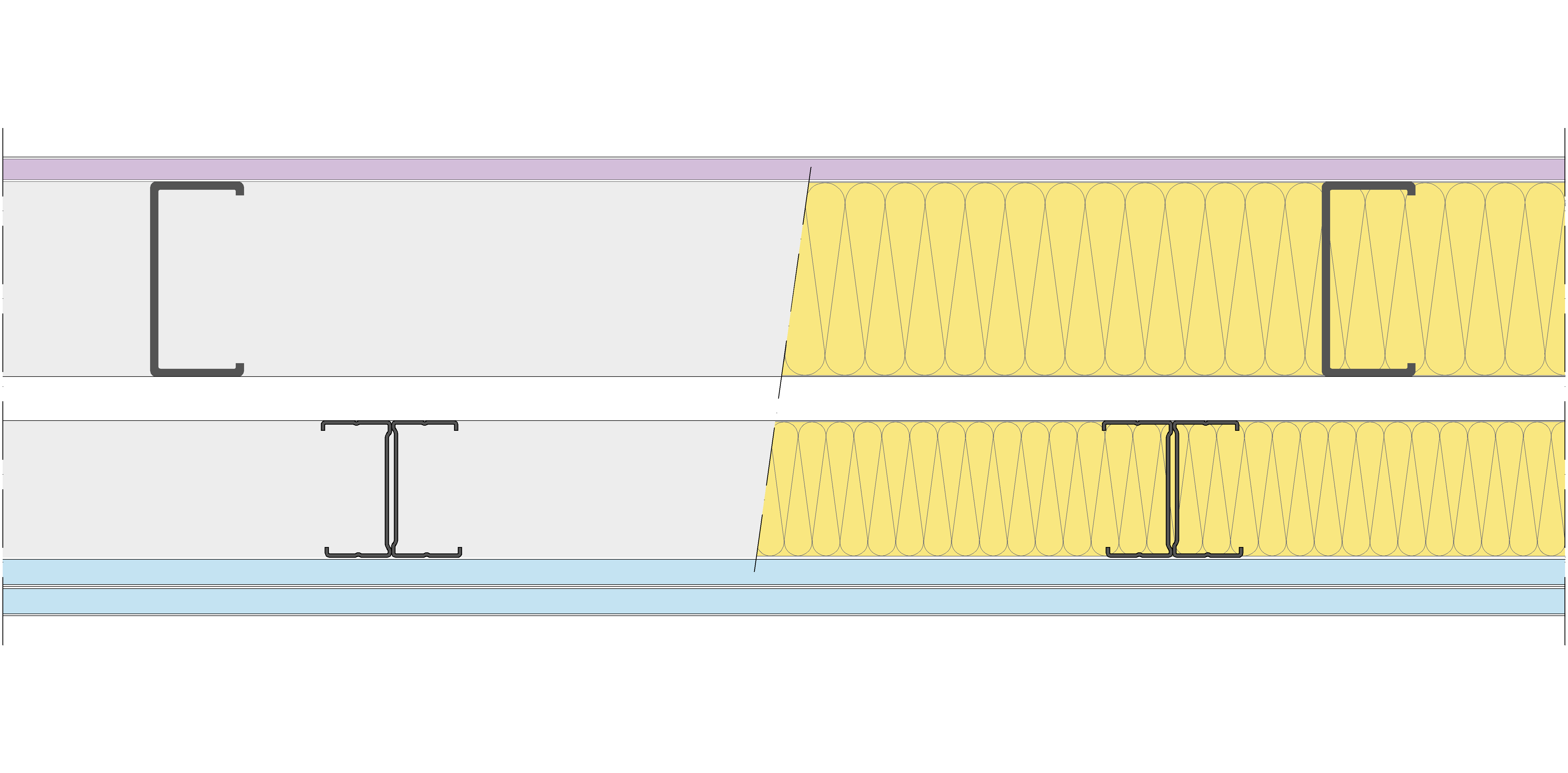 Fachada Ligera Pladur® EXO 212,5 (100-48-2 Z2/600 + e + 70-35H/400) WD + 2OMNIA 2MW