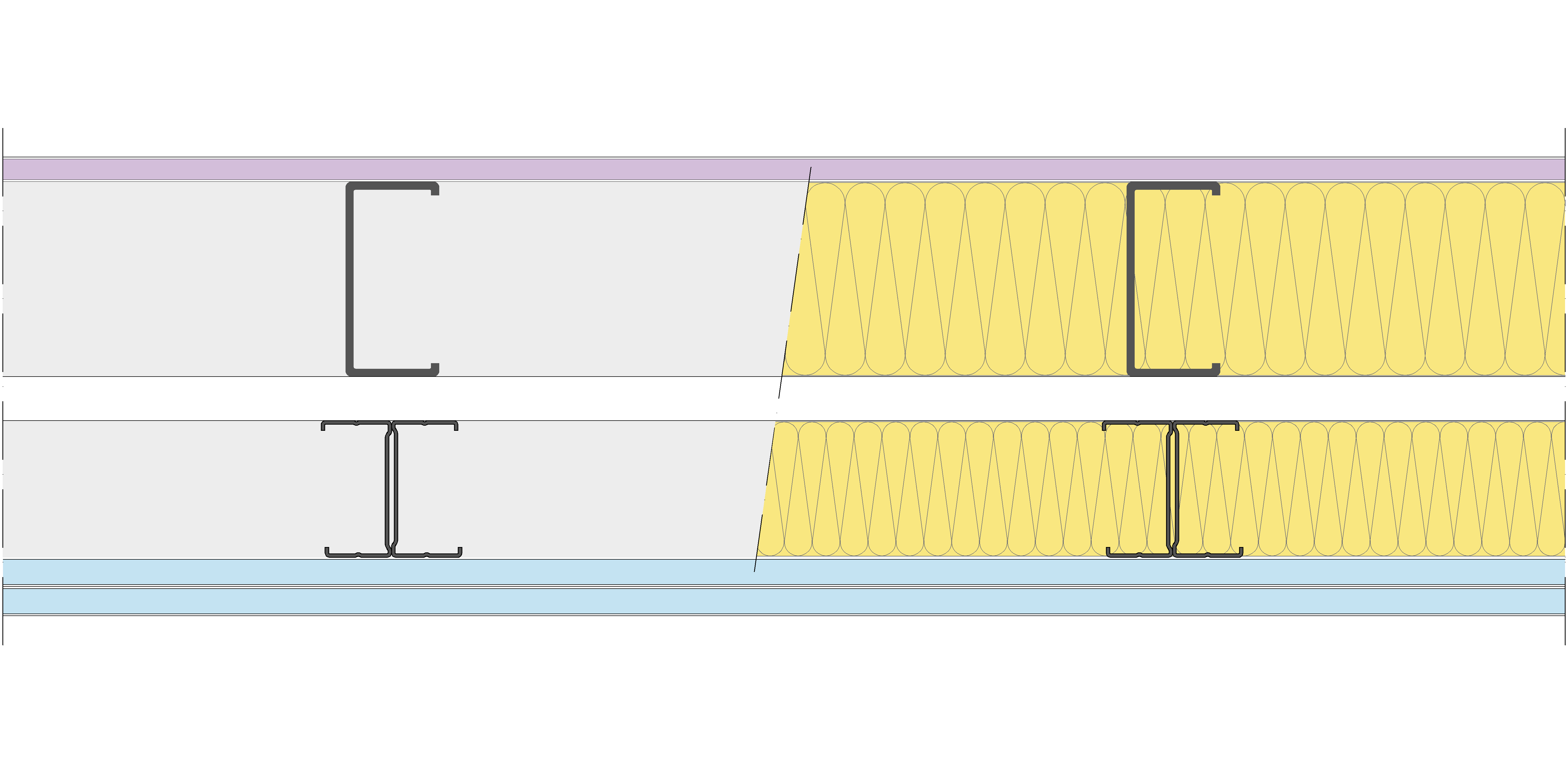 Fachada Ligera Pladur® EXO 212,5 (100-48-2 Z2/400 + e + 70-35H/400) WD + 2OMNIA 2MW