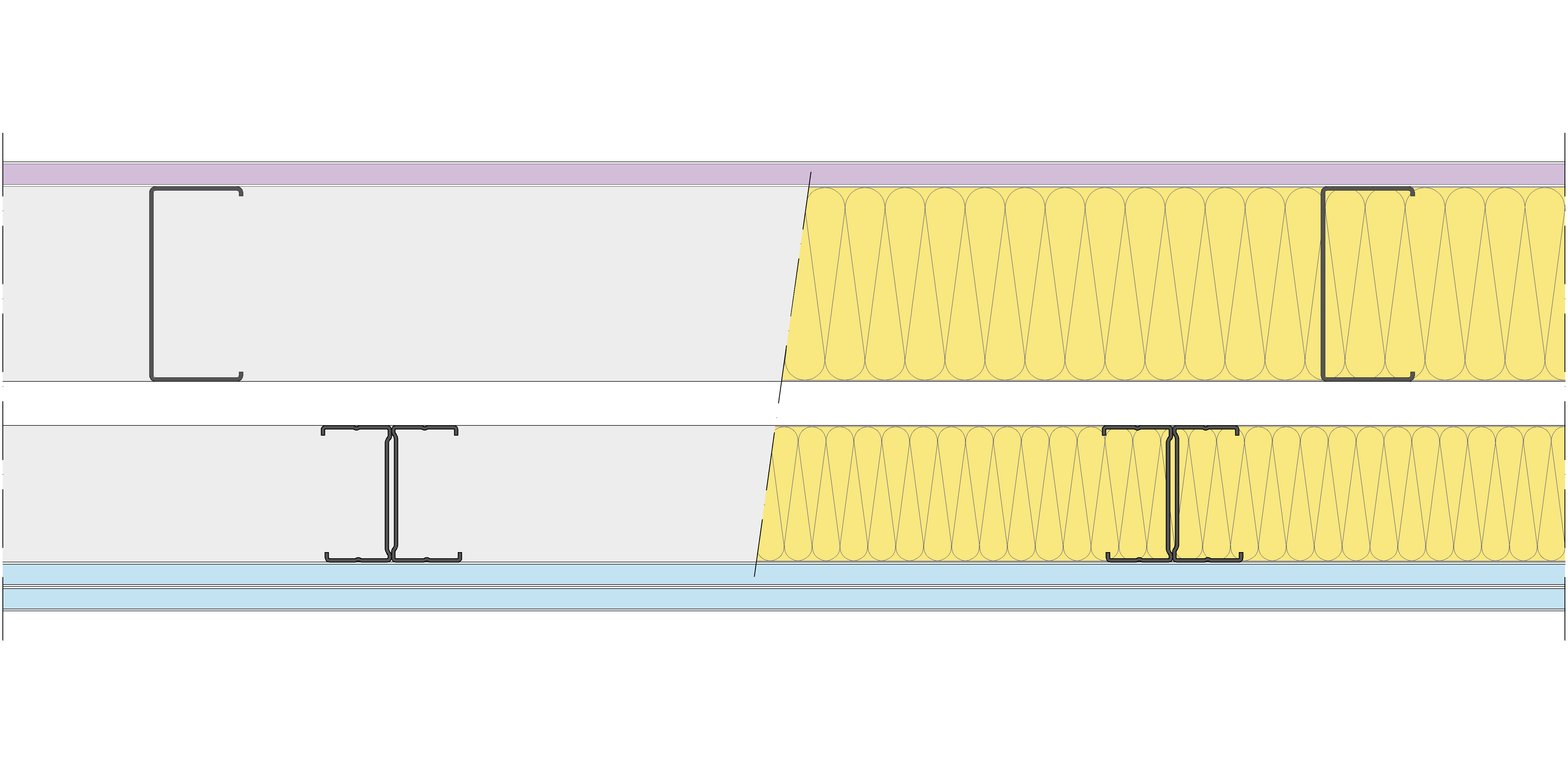 Fachada Ligera Pladur® EXO 207,5 (100-48-1 Z5/600 + e + 70-35H/400) WD + 2OMNIA 2MW
