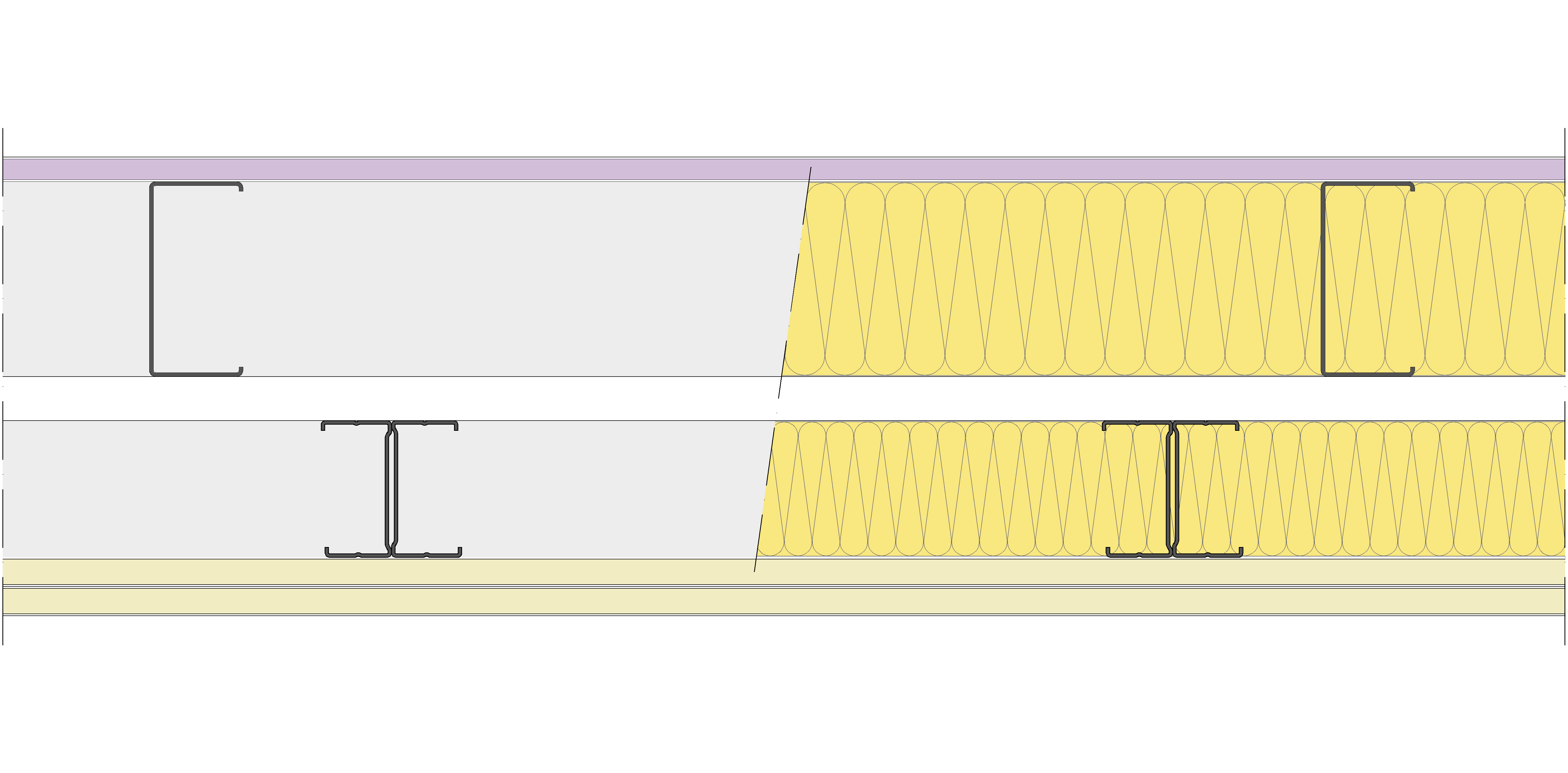 Fachada Ligera Pladur® EXO 212,5 (100-48-1 Z5/600 + e + 70-35H/400) WD + 2N 2MW