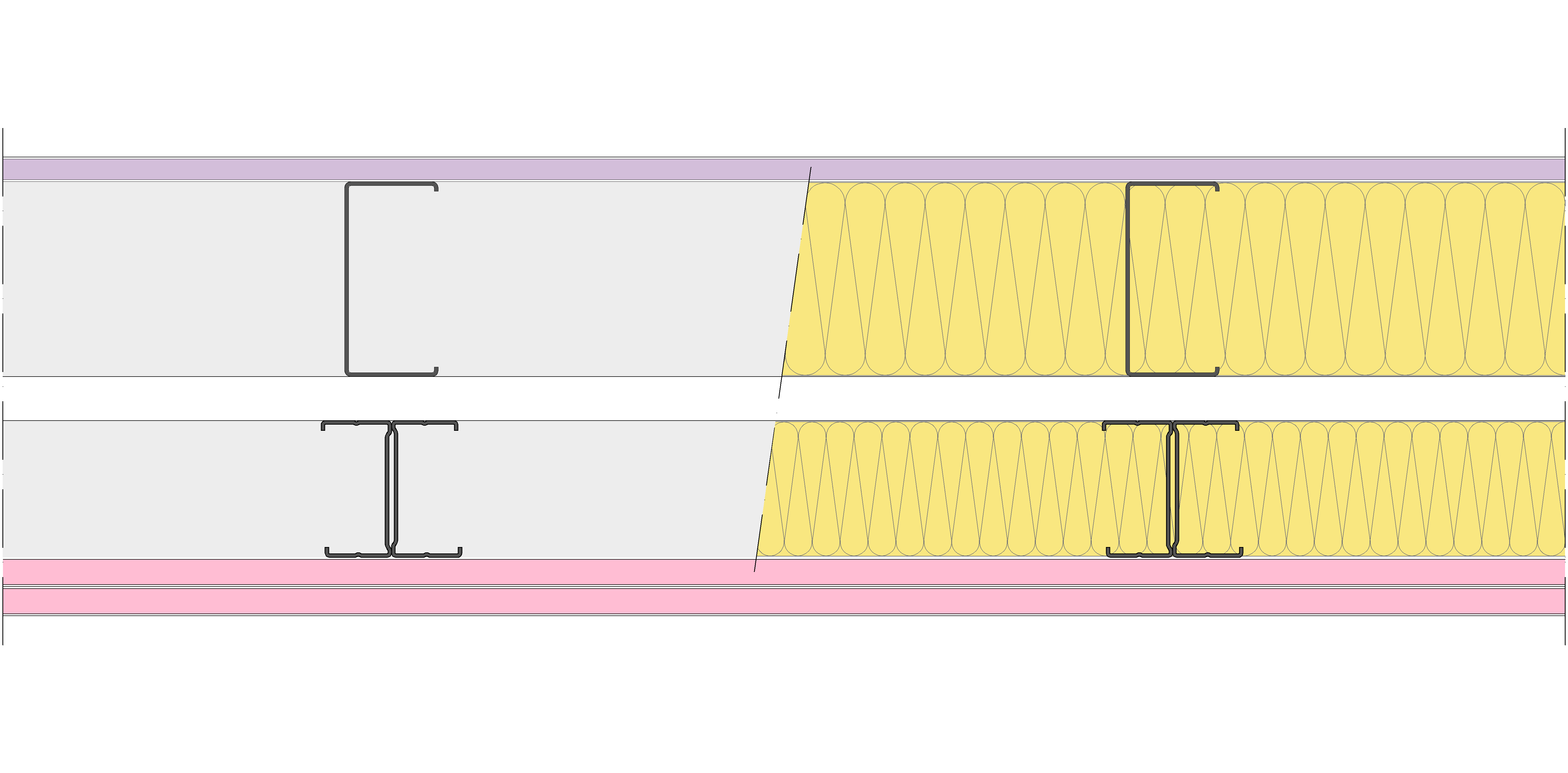 Fachada Ligera Pladur® EXO 212,5 (100-48-1 Z5/400 + e + 70-35H/400) WD + 2F 2MW
