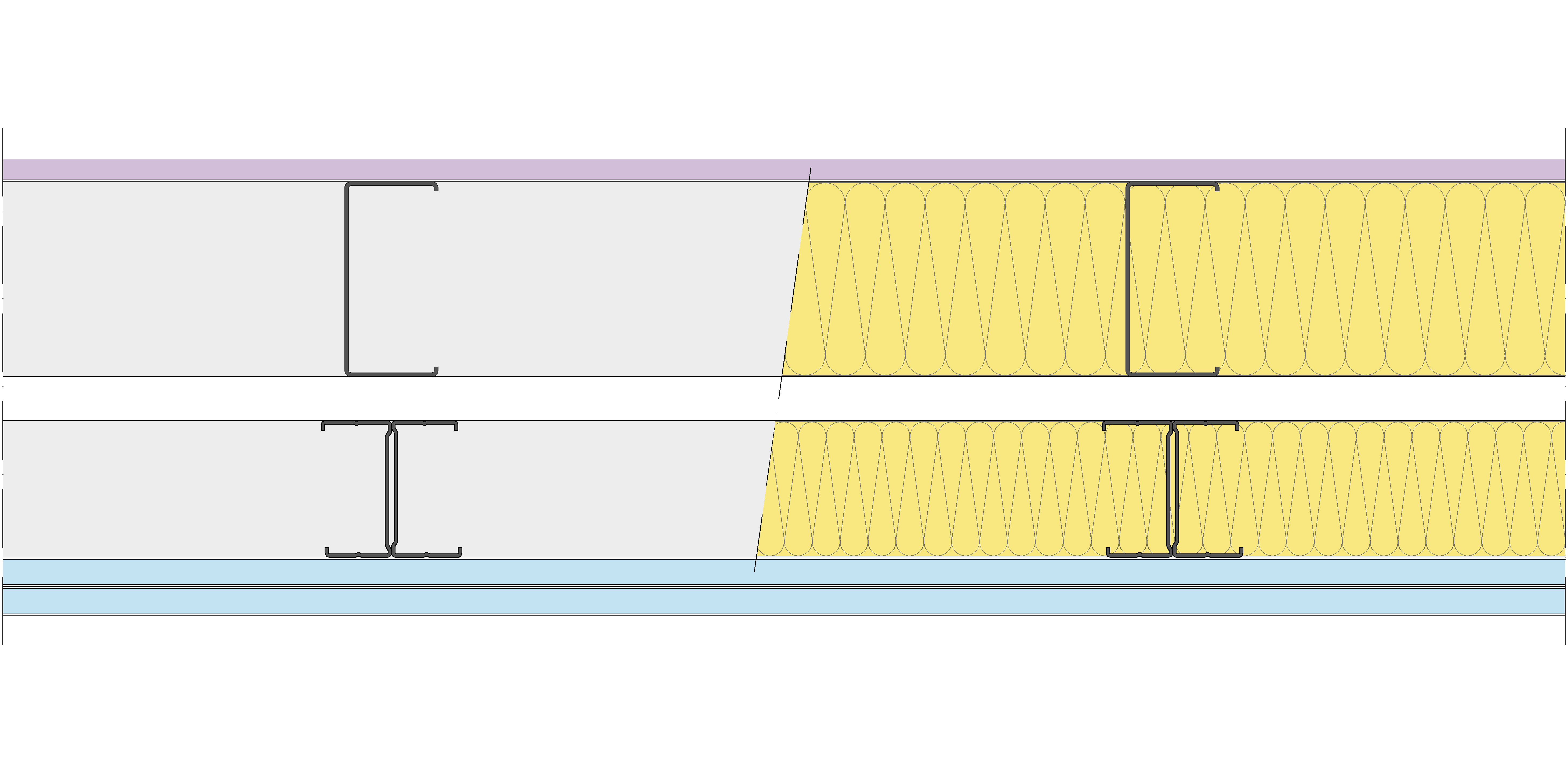 Fachada Ligera Pladur® EXO 212,5 (100-48-1 Z5/400 + e + 70-35H/400) WD + 2OMNIA 2MW