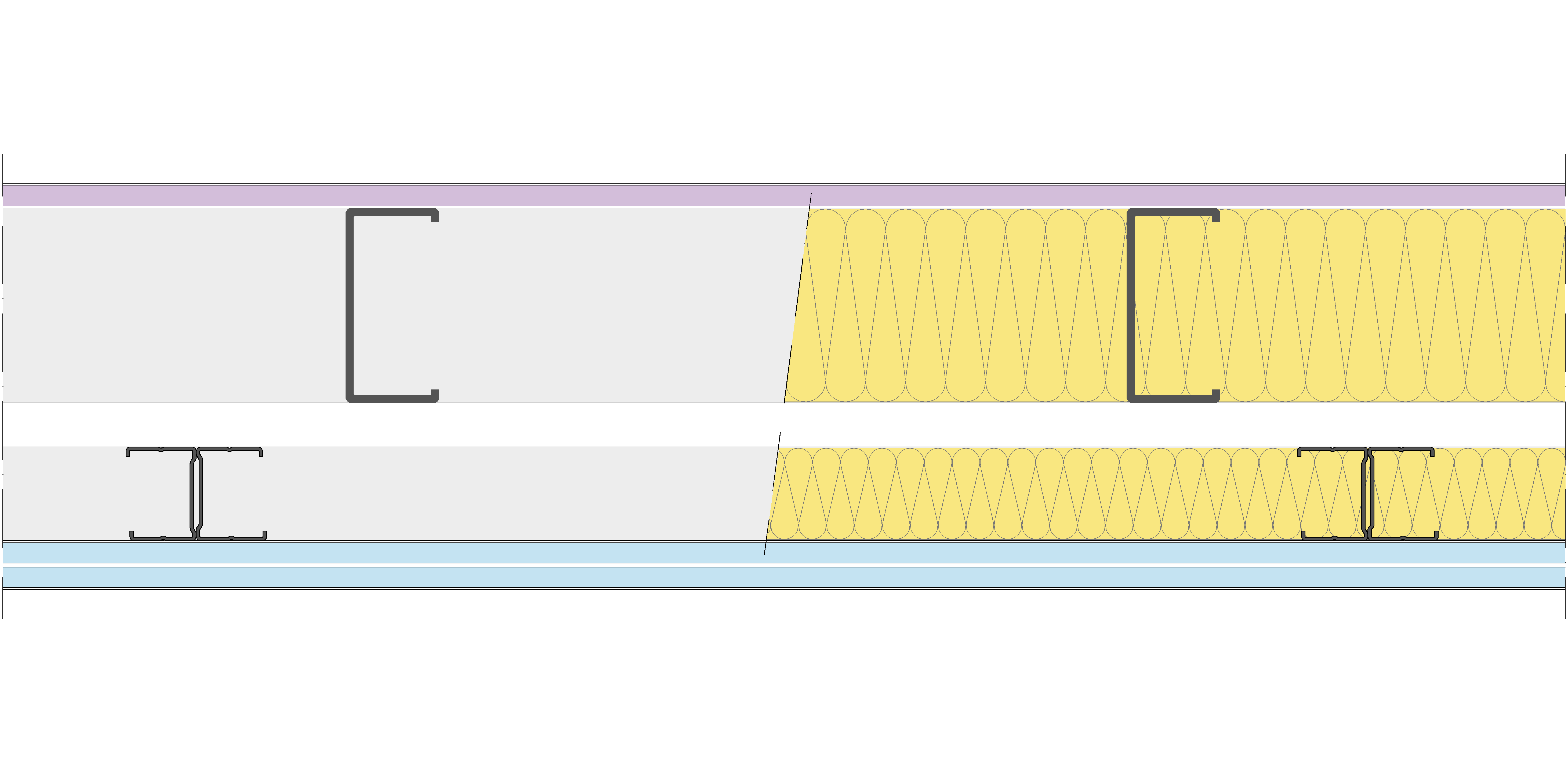 Fachada Ligera Pladur® EXO 185,5 (100-48-2 Z5/400 + e + 48-35H/600) WD + 2OMNIA 2MW